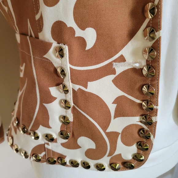Etcetera Tan and Cream Silver studded Paisley Blazer - Picture 8 of 9